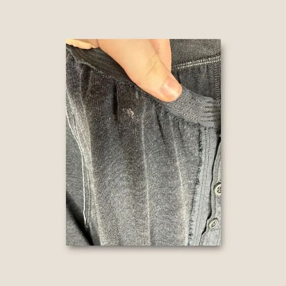 Free People Acadia Washed Black Long Sleeve Henley Top Size XS - Picture 9 of 10